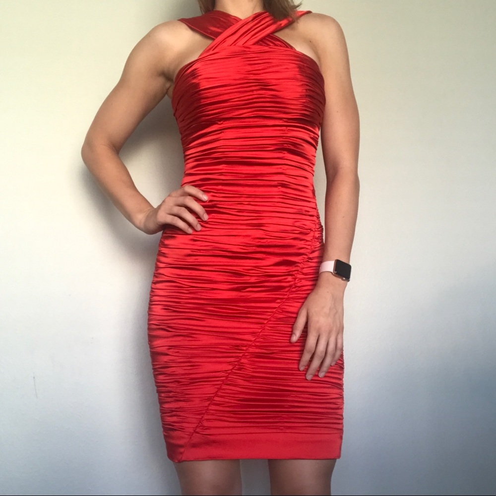 Calvin Klein Ruched Halter Cocktail Dress